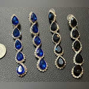 Elegant Rhinestone Drop Earrings - 2 pairs
